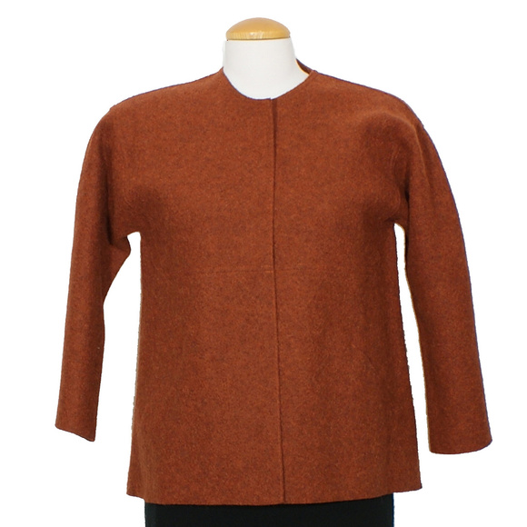 Orange Felted Alpaca Wool Melange Jacket PM